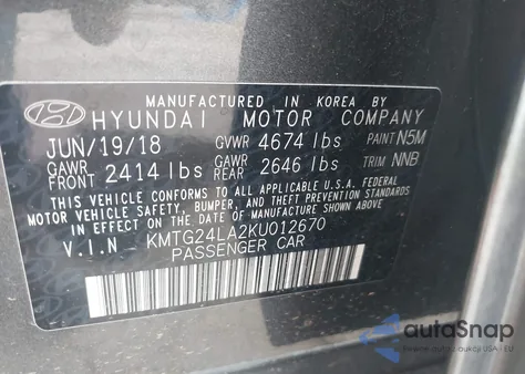 2019 Genesis G70 2.0T Sport from USA, damaged, VIN KMTG24LA2KU012670